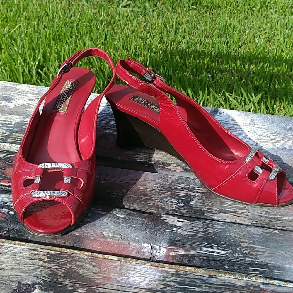 Brighton Napoli Red Patent Leather Wedge Shoes